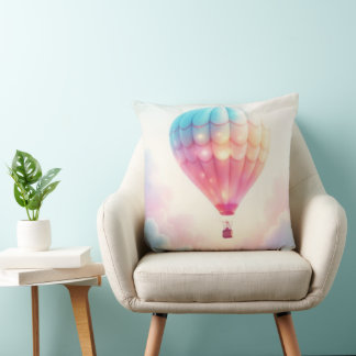 Whimsische Mysterieuze Vliegende Luchtballon Licht Kussen