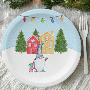 Whimsische Noordse Kerstkabouter Papieren Bordje