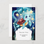 Whimsische Onderwater Oceaan Schildpad Verjaardag Bedankkaart (Voorkant / Achterkant)