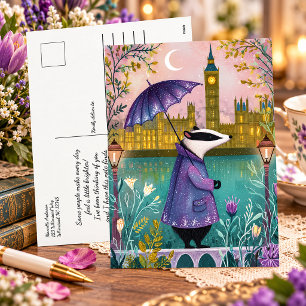 Whimsische Paarse Das Londen Denk Aan Jou Feestdagenkaart