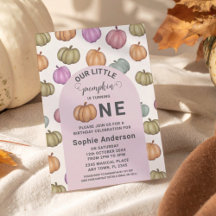 Whimsische Pastel Pompoen Eerste Verjaardagsfeestj