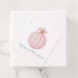 Whimsische pastel roze kerstboog ornament bedankjes labels