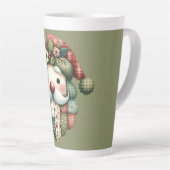 Whimsische Patchwork Kerstman Folk Kerstmis Latte Mok (Rechterhoek)