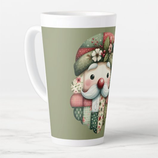 Whimsische Patchwork Kerstman Folk Kerstmis Latte Mok (Linkerhoek)