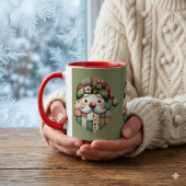 Whimsische Patchwork Kerstman Folk Kerstmis Mok