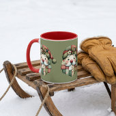 Whimsische Patchwork Kerstman Folk Kerstmis Mok