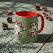 Whimsische Patchwork Kerstman Folk Kerstmis Mok
