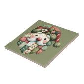 Whimsische Patchwork Kerstman Folk Kerstmis Tegeltje (Zijkant)