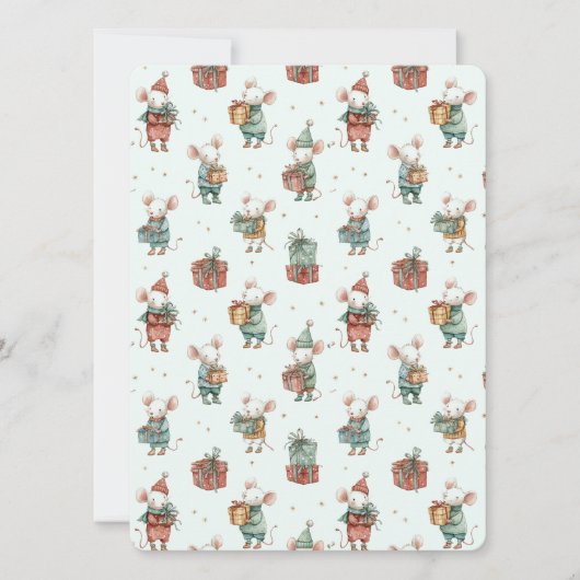 Whimsische platte kerstkaart – Schattige kerstgroe (Voorkant)