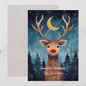 Whimsische Rendier Kerstkaart (Voorkant / Achterkant)