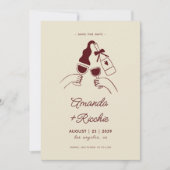 Whimsische Retro Speelse Handgetekende Bruiloftsto Save The Date (Voorkant)