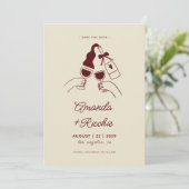 Whimsische Retro Speelse Handgetekende Bruiloftsto Save The Date (Staand voorkant)
