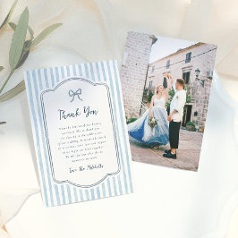 Whimsische Retro Strik Boog & Blauwe Strepen Bruil Bedankkaart