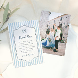 Whimsische Retro Strik Boog & Blauwe Strepen Bruil Bedankkaart