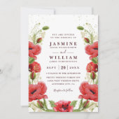 Whimsische Rode Klaprozen Bloemrijke Chic QR Code  Kaart (Voorkant)