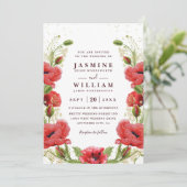 Whimsische Rode Klaprozen Bloemrijke Chic QR Code  Kaart (Staand voorkant)