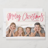 Whimsische rode script Kerstmis foto Feestdagenkaart (Voorkant)