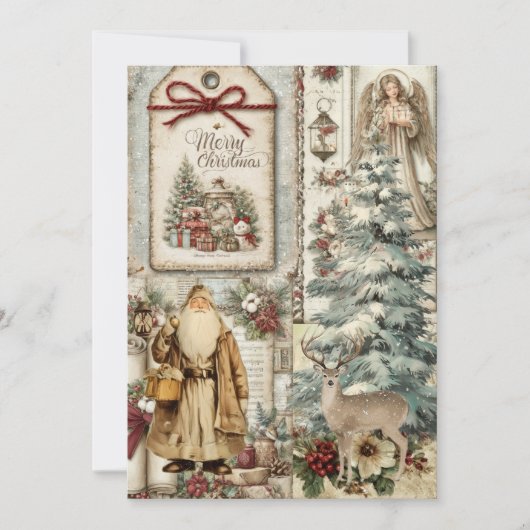 Whimsische Rustieke Vintage Kerstman Kerstkaart (Voorkant)