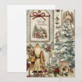 Whimsische Rustieke Vintage Kerstman Kerstkaart (Voorkant / Achterkant)