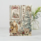 Whimsische Rustieke Vintage Kerstman Kerstkaart (Staand voorkant)