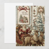 Whimsische Rustieke Vintage Kerstman Kerstkaart (Voorkant / Achterkant)