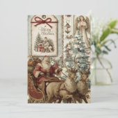 Whimsische Rustieke Vintage Kerstman Kerstkaart (Staand voorkant)