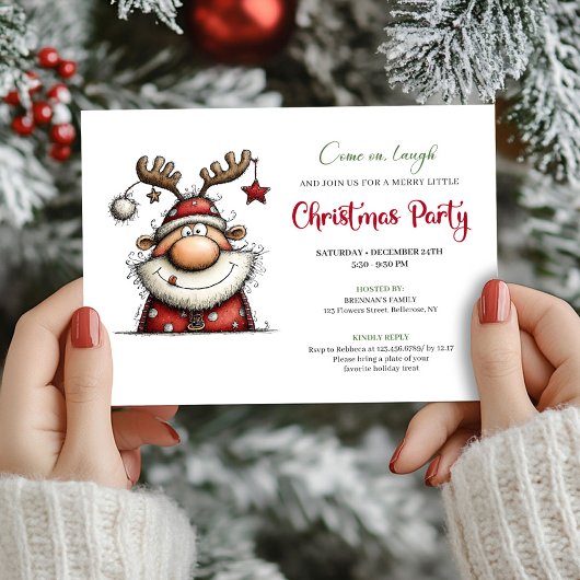 Whimsische speelse kerstman kerstfeest kaart