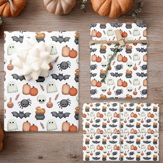 Whimsische Spinnen Halloween Inpakpapier Vel