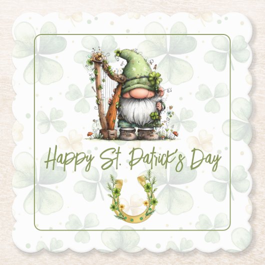 Whimsische St. Patrick's Day-kabouter Kartonnen Onderzetters (Voorkant)