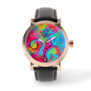 WHIMSISCHE STROMEN blauwgroen blauw roze geel Horloge