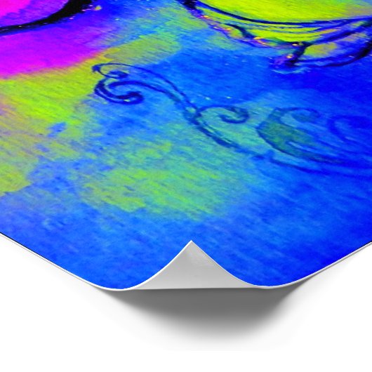 WHIMSISCHE STROMEN EN BUTTERFLIES blauw groen geel Poster (Hoek)