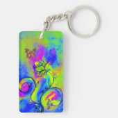 WHIMSISCHE STROMEN EN BUTTERFLIES blauw groen geel Sleutelhanger (achterkant)