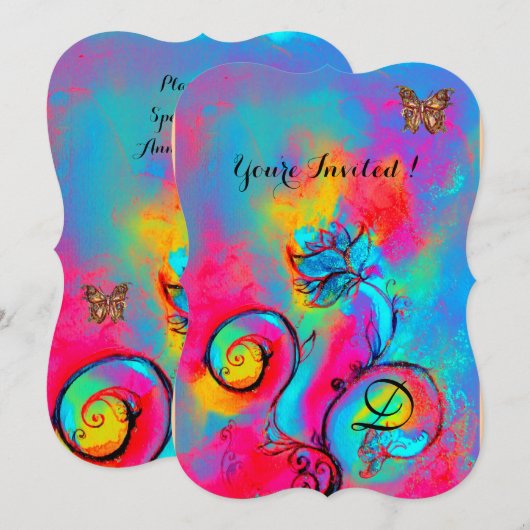 WHIMSISCHE STROMEN EN BUTTERFLIES Blauw roze geel Kaart (Voorkant / Achterkant)