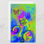 WHIMSISCHE STROMEN EN BUTTERFLIES BRIEFPAPIER (Voorkant / Achterkant)