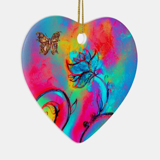 WHIMSISCHE STROMEN EN BUTTERFLIES HART KERAMISCH ORNAMENT (Rechts)