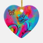 WHIMSISCHE STROMEN EN BUTTERFLIES HART KERAMISCH ORNAMENT (Voorkant)