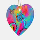 WHIMSISCHE STROMEN EN BUTTERFLIES HART KERAMISCH ORNAMENT (Links)