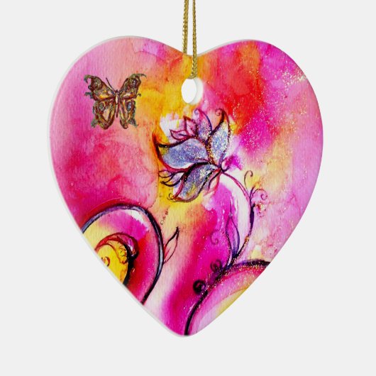 WHIMSISCHE STROMEN EN BUTTERFLIES HART KERAMISCH ORNAMENT (Rechts)