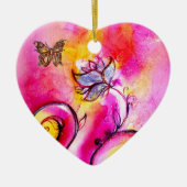 WHIMSISCHE STROMEN EN BUTTERFLIES HART KERAMISCH ORNAMENT (Voorkant)