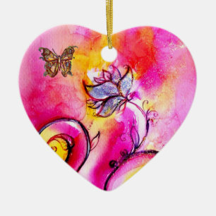 WHIMSISCHE STROMEN EN BUTTERFLIES HART KERAMISCH ORNAMENT