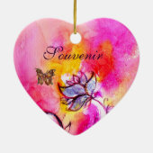 WHIMSISCHE STROMEN EN BUTTERFLIES HART KERAMISCH ORNAMENT (Achterkant)