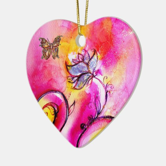 WHIMSISCHE STROMEN EN BUTTERFLIES HART KERAMISCH ORNAMENT (Links)