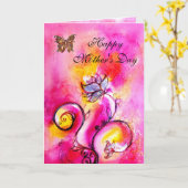 WHIMSISCHE STROMEN EN BUTTERFLIES / Moederdag Kaart (Gele Bloem)