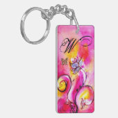 WHIMSISCHE STROMEN EN BUTTERFLIES roze geel paars Sleutelhanger (Voorkant Links)