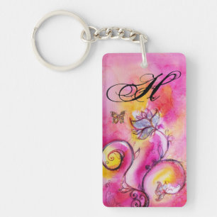 WHIMSISCHE STROMEN EN BUTTERFLIES roze geel paars Sleutelhanger
