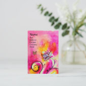 WHIMSISCHE STROMEN EN BUTTERFLIES roze geel paars Visitekaartje (Staand voorkant)