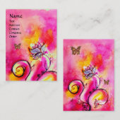 WHIMSISCHE STROMEN EN BUTTERFLIES roze geel paars Visitekaartje (Voorkant / Achterkant)