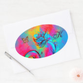 WHIMSISCHE STROMEN, GOUDE BUTTERFLY OVALE MONOGRAM STICKER (Envelop)