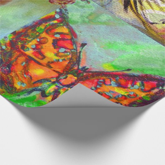 WHIMSISCHE STROMEN , KORFUL BUTTERFLIES IN NATUUR CADEAUPAPIER (Hoek)