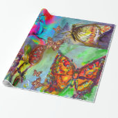 WHIMSISCHE STROMEN , KORFUL BUTTERFLIES IN NATUUR CADEAUPAPIER (Uitgerold)
